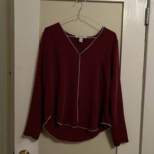 Forever 21 Burgandy V Neck Blouse